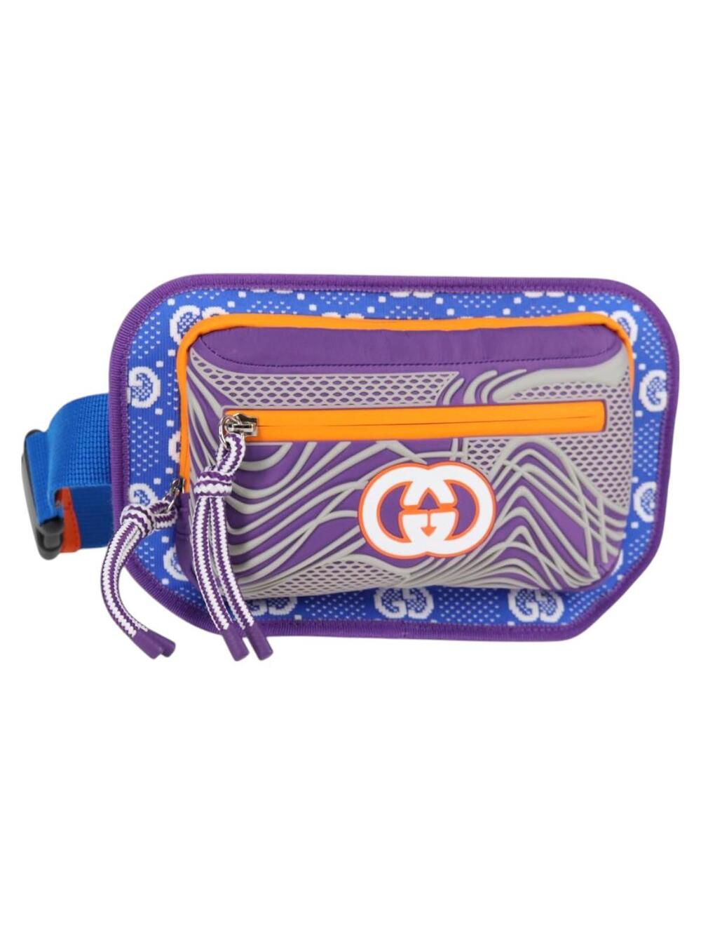 Gucci Waist Bag Nylon Silver Purple #344023G80B